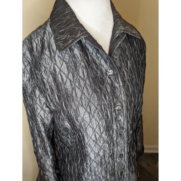Erin by Erin London lightweight silver gunmetal jacket, size Large - Picture 3 of 9